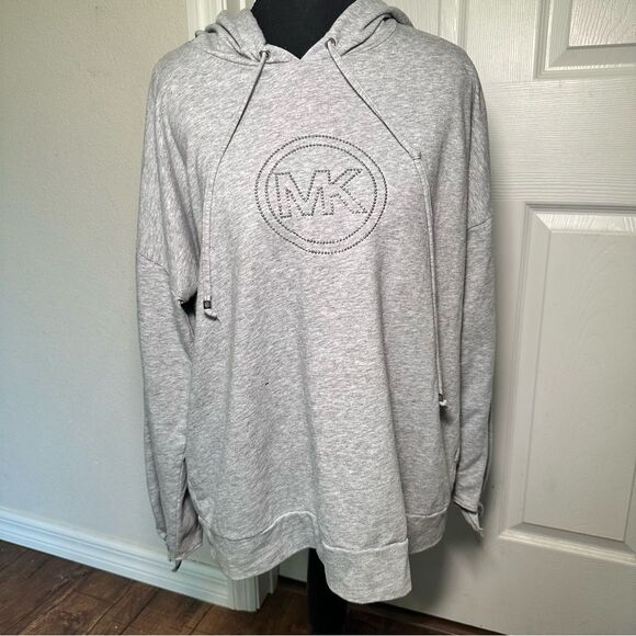 Michael Kors Women’s Gray Lightweight Hoodie with Embellished Logo - Picture 7 of 8